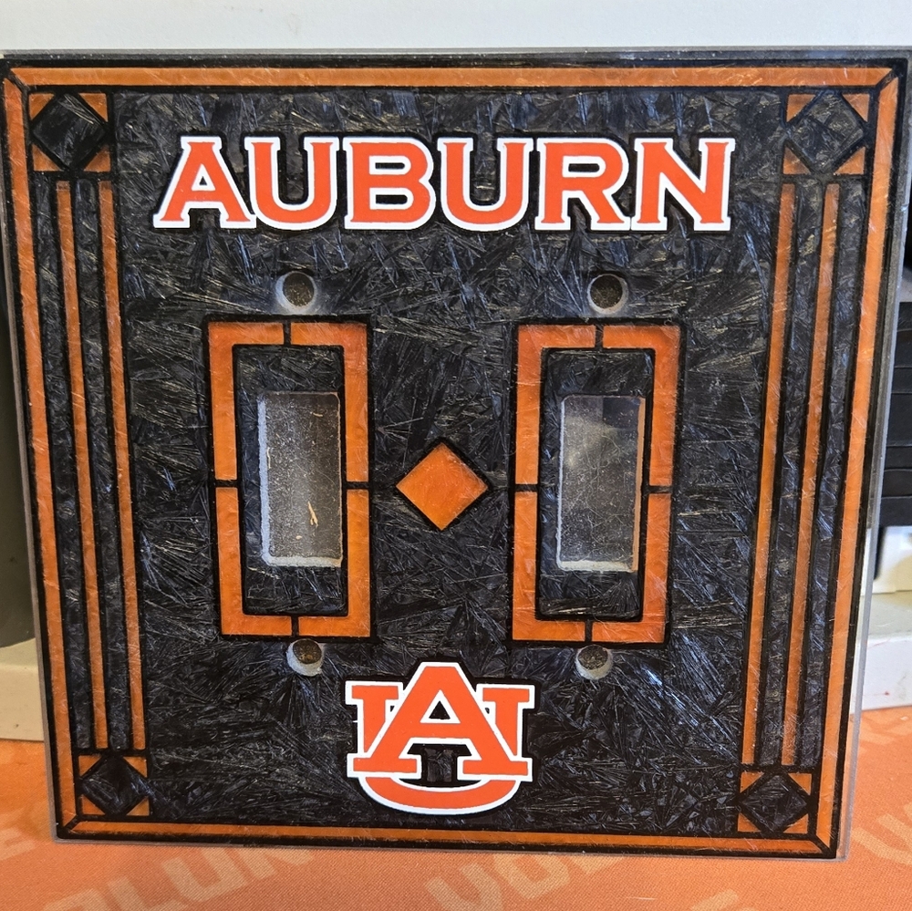 Auburn Double Light Switch Cover - Black and Orange